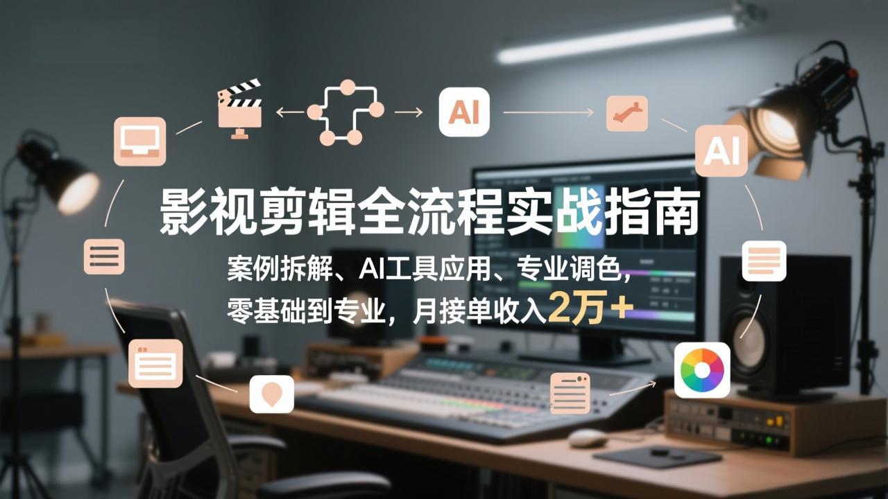 影视剪辑全流程实战指南，案例拆解、AI工具应用、专业调色，零基础到专业，月接单收入2万+好创网-专注优质VIP网课 网络创业落地实操课程资源分享 – 每天更新_高质量项目输出好创网