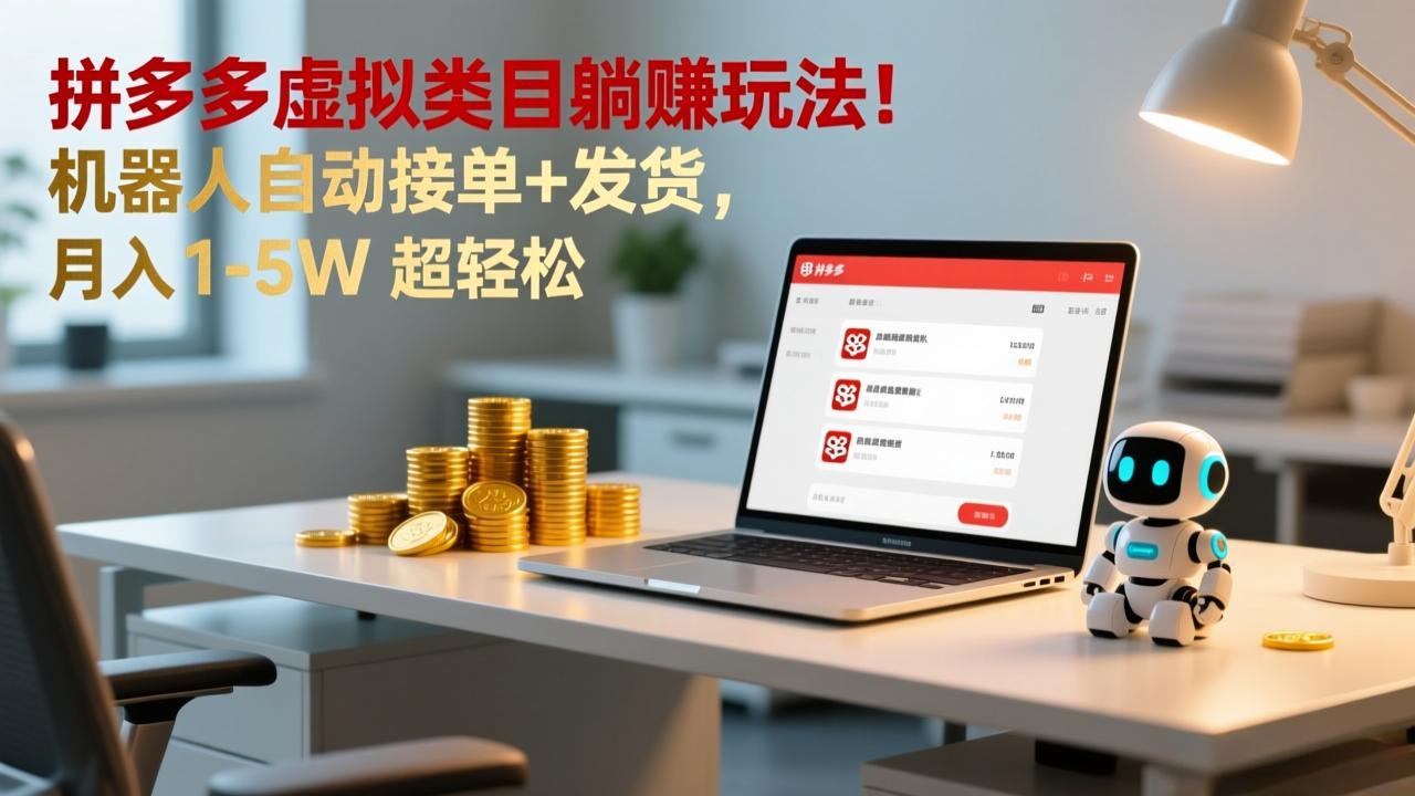 多多虚拟类目躺赚玩法！机器人自动接单+发货，月入 1-5W 超轻松好创网-专注优质VIP网课 网络创业落地实操课程资源分享 – 每天更新_高质量项目输出好创网