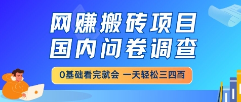 网创搬砖项目,国内问卷调查,小白轻松上手,一天三四张的也不难,干就完了【揭秘】好创网-专注优质VIP网课 网络创业落地实操课程资源分享 – 每天更新_高质量项目输出好创网