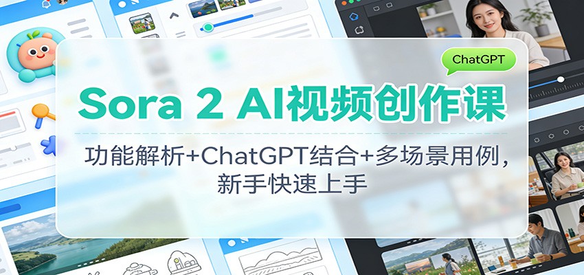 Sora 2 AI视频创作课:功能解析+ChatGPT结合+多场景用例,新手快速上手好创网-专注优质VIP网课 网络创业落地实操课程资源分享 – 每天更新_高质量项目输出好创网