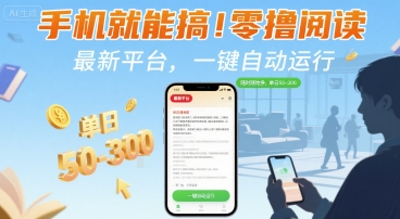 手机就能搞!零撸阅读挂G,最新平台,一键自动运行,随时随地挣,单日50-3张+【揭秘】好创网-专注优质VIP网课 网络创业落地实操课程资源分享 – 每天更新_高质量项目输出好创网