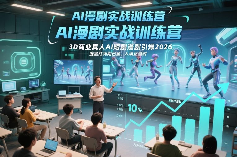 AI漫剧实战训练营，3D商业真人AI短剧漫剧引爆2026，流量红利期已至，入场正当时好创网-专注优质VIP网课 网络创业落地实操课程资源分享 – 每天更新_高质量项目输出好创网