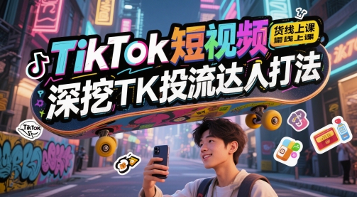 TikTok短视频带货线上课,深挖TK投流达人打法好创网-专注优质VIP网课 网络创业落地实操课程资源分享 – 每天更新_高质量项目输出好创网
