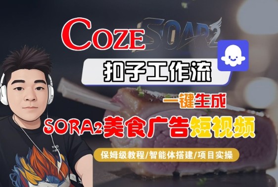 Coze扣子智能体工作流一键生成“SORA2美食广告“短视频，全流程保姆级教学好创网-专注优质VIP网课 网络创业落地实操课程资源分享 – 每天更新_高质量项目输出好创网