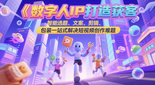 数字人IP打造获客变现实操课，智能选题、文案、剪辑、包装一站式解决短视频创作难题好创网-专注优质VIP网课 网络创业落地实操课程资源分享 – 每天更新_高质量项目输出好创网