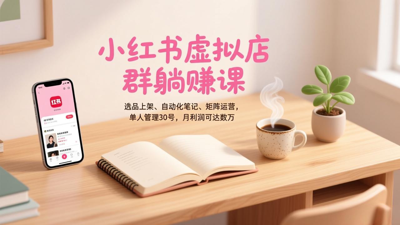 小红书虚拟店群躺赚课，选品上架、自动化笔记、矩阵运营，单人管理30号，月利润可达数万好创网-专注优质VIP网课 网络创业落地实操课程资源分享 – 每天更新_高质量项目输出好创网