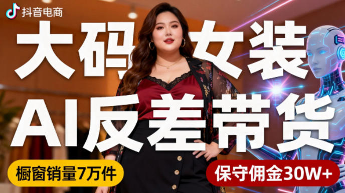 抖音小众赛道,大码女装AI反差带货,不用直播,每天6条作品,橱窗卖7万件,保守佣金30W+好创网-专注优质VIP网课 网络创业落地实操课程资源分享 – 每天更新_高质量项目输出好创网