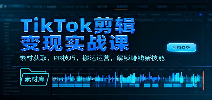TikTok剪辑变现实战课:素材获取,PR技巧,搬运运营,解锁赚钱新技能好创网-专注优质VIP网课 网络创业落地实操课程资源分享 – 每天更新_高质量项目输出好创网