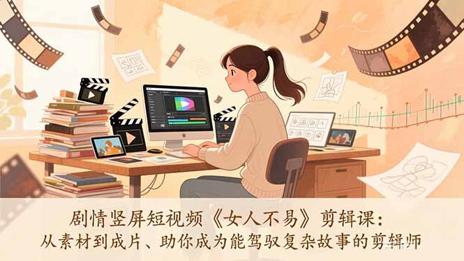 剧情竖屏短视频《女人不易》剪辑课：从素材到成片、助你成为能驾驭复杂故事的剪辑师好创网-专注优质VIP网课 网络创业落地实操课程资源分享 – 每天更新_高质量项目输出好创网