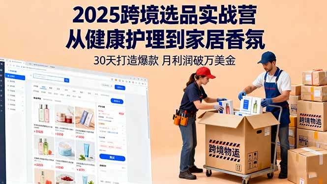 2025跨境选品实战营:从健康护理到家居香氛,30天打造爆款,月利润破万美金好创网-专注优质VIP网课 网络创业落地实操课程资源分享 – 每天更新_高质量项目输出好创网
