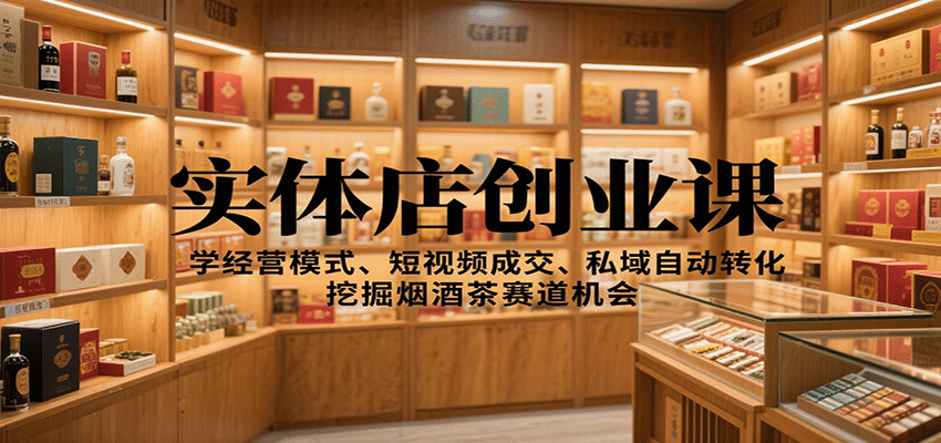实体店创业课:学经营模式、短视频成交、私域自动转化,挖掘烟酒茶赛道机会好创网-专注优质VIP网课 网络创业落地实操课程资源分享 – 每天更新_高质量项目输出好创网
