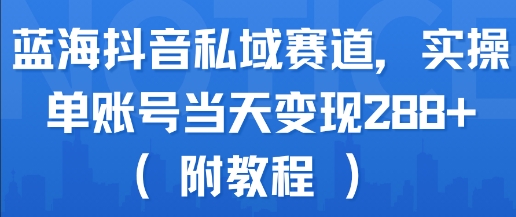 蓝海抖音私域赛道,实操单账号当天变现288+(附教程)好创网-专注优质VIP网课 网络创业落地实操课程资源分享 – 每天更新_高质量项目输出好创网