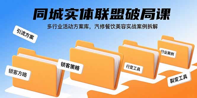 同城实体联盟破局课，多行业活动方案库，汽修餐饮美容实战案例拆解好创网-专注优质VIP网课 网络创业落地实操课程资源分享 – 每天更新_高质量项目输出好创网