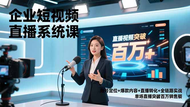 企业短视频直播系统课，账号定位+爆款内容+直播转化+全链路实战，单场直播突破百万销售额好创网-专注优质VIP网课 网络创业落地实操课程资源分享 – 每天更新_高质量项目输出好创网