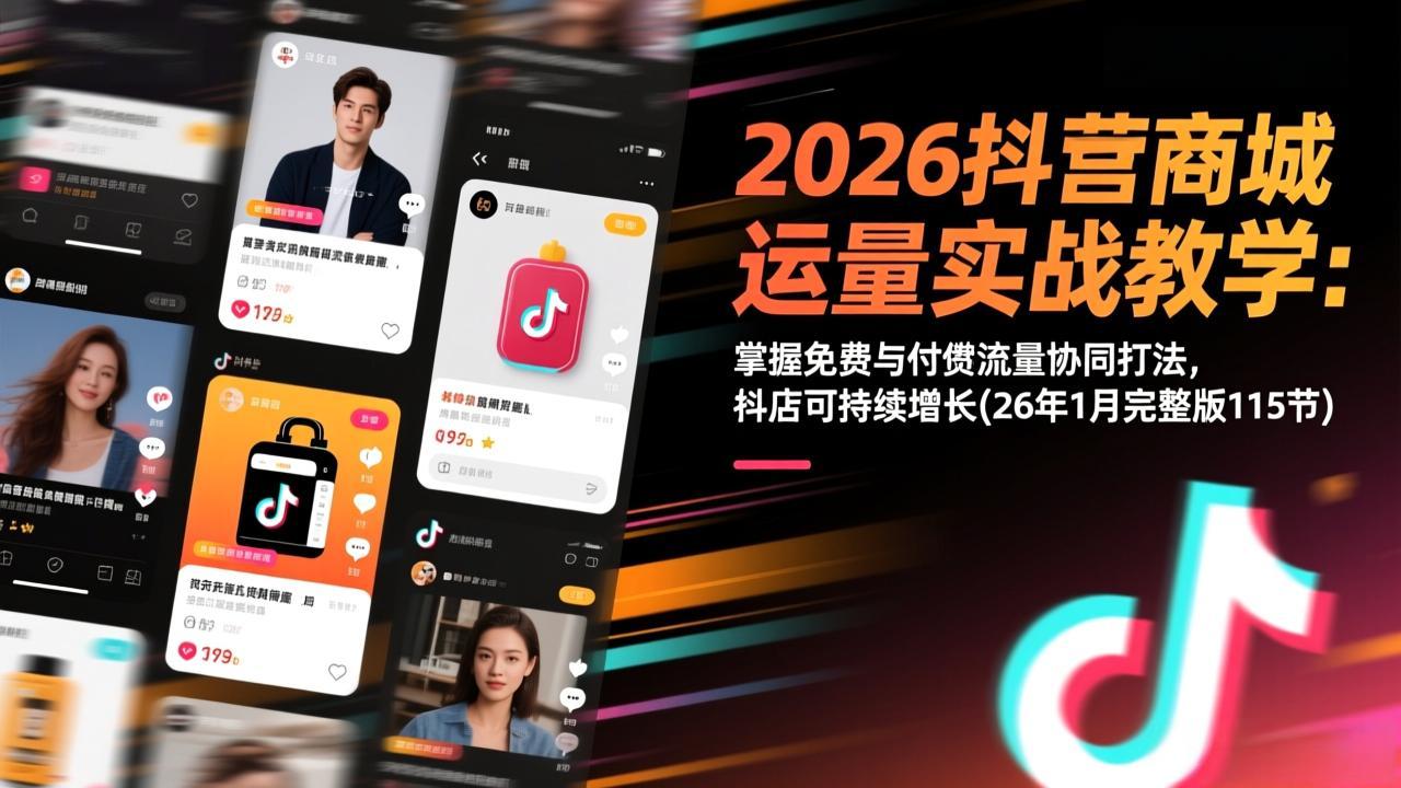 2026抖音商城运营实战教学：掌握免费与付费流量协同打法，抖店可持续增长(26年1月完整版115节好创网-专注优质VIP网课 网络创业落地实操课程资源分享 – 每天更新_高质量项目输出好创网