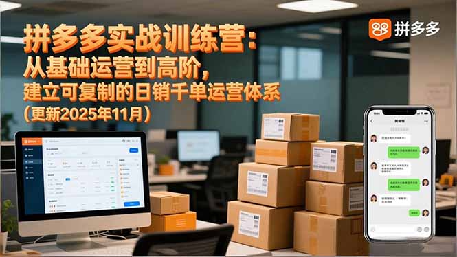 拼多多实战训练营:从基础运营到高阶,建立可复制的日销千单运营体系(更新11月好创网-专注优质VIP网课 网络创业落地实操课程资源分享 – 每天更新_高质量项目输出好创网