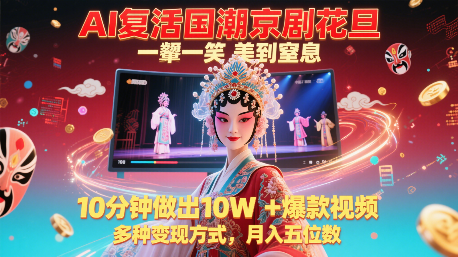 AI复活国潮京剧花旦,一颦一笑美到窒息,10分钟做出10W+爆款视频,多种变现方式好创网-专注优质VIP网课 网络创业落地实操课程资源分享 – 每天更新_高质量项目输出好创网