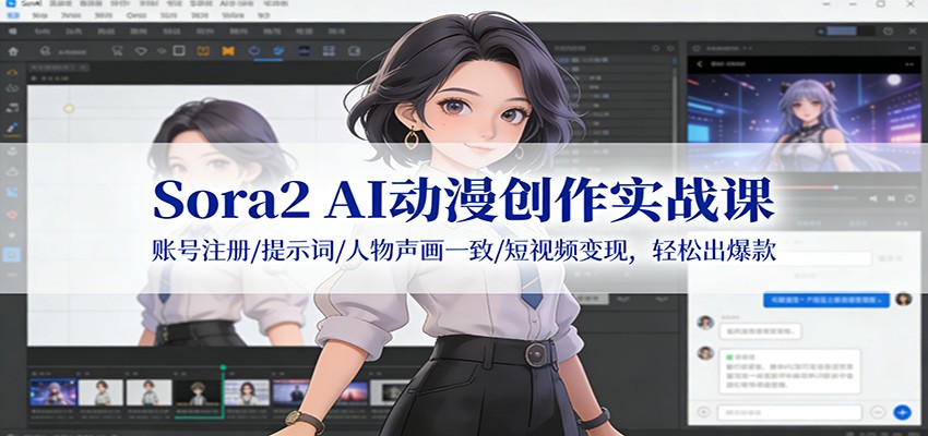 Sora2 AI动漫创作实战课：账号注册/提示词/人物声画一致/短视频变现，轻松出爆款好创网-专注优质VIP网课 网络创业落地实操课程资源分享 – 每天更新_高质量项目输出好创网