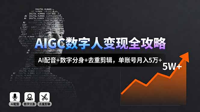 AIGC数字人变现全攻略，AI配音+数字分身+去重剪辑，单账号月入5万+好创网-专注优质VIP网课 网络创业落地实操课程资源分享 – 每天更新_高质量项目输出好创网