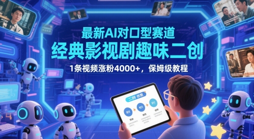 最新AI对口型赛道，经典影视剧趣味二创，1条视频涨粉4000+，保姆级教程好创网-专注优质VIP网课 网络创业落地实操课程资源分享 – 每天更新_高质量项目输出好创网