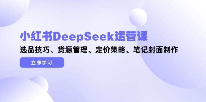 小红书DeepSeek运营课，选品技巧、货源管理、定价策略、笔记封面制作好创网-专注优质VIP网课 网络创业落地实操课程资源分享 – 每天更新_高质量项目输出好创网