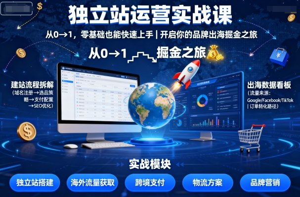 独立站运营实战课，​从0到1，零基础也能快速上手，开启你的品牌出海掘金之旅好创网-专注优质VIP网课 网络创业落地实操课程资源分享 – 每天更新_高质量项目输出好创网