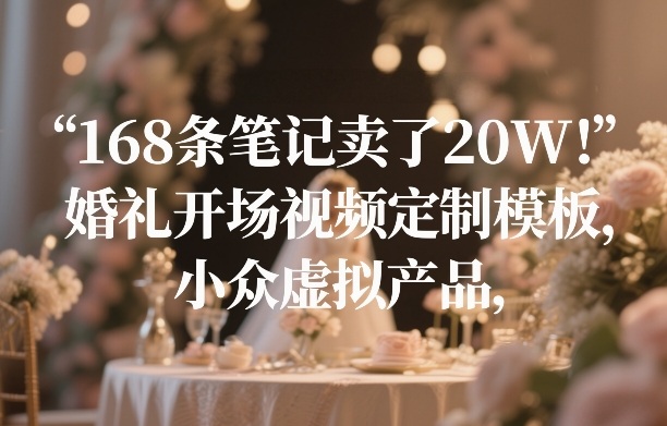 168条笔记卖了20W！婚礼开场视频定制模板，小众虚拟产品好创网-专注优质VIP网课 网络创业落地实操课程资源分享 – 每天更新_高质量项目输出好创网