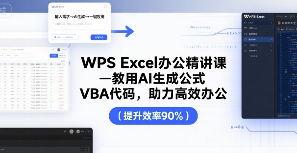 WPS Excel办公精讲课，教用 AI 生成公式，VBA 代码，助力高效办公好创网-专注优质VIP网课 网络创业落地实操课程资源分享 – 每天更新_高质量项目输出好创网