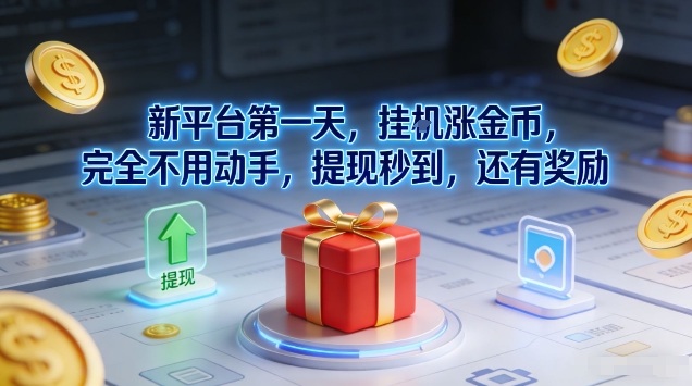 新平台第一天，挂G涨金币，完全不用动手，提现秒到，还有奖励【揭秘】好创网-专注优质VIP网课 网络创业落地实操课程资源分享 – 每天更新_高质量项目输出好创网