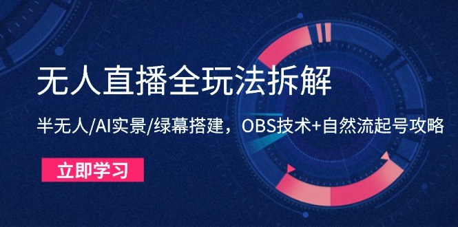 无人直播全玩法拆解：半无人/AI实景/绿幕搭建，OBS技术+自然流起号攻略好创网-专注优质VIP网课 网络创业落地实操课程资源分享 – 每天更新_高质量项目输出好创网