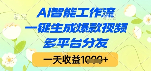AI智能工作流，一键生成爆款视频，多平台分发，一天收益1k+【揭秘】好创网-专注优质VIP网课 网络创业落地实操课程资源分享 – 每天更新_高质量项目输出好创网