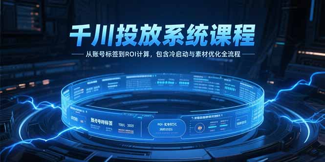 千川投放系统课程,从账号标签到ROI计算,包含冷启动与素材优化全流程好创网-专注优质VIP网课 网络创业落地实操课程资源分享 – 每天更新_高质量项目输出好创网