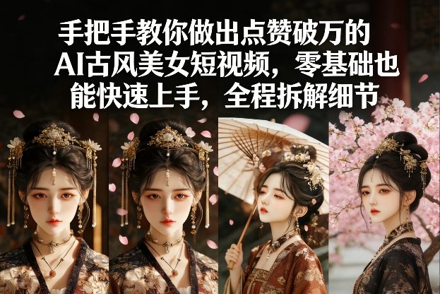 手把手教你做出点赞破万的AI古风美女短视频，零基础也能快速上手，全程拆解细节好创网-专注优质VIP网课 网络创业落地实操课程资源分享 – 每天更新_高质量项目输出好创网