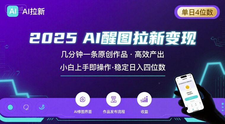 2025最强AI醒图拉新，几分钟一条原创作品，单日收入4位数，小白也能上手操作好创网-专注优质VIP网课 网络创业落地实操课程资源分享 – 每天更新_高质量项目输出好创网