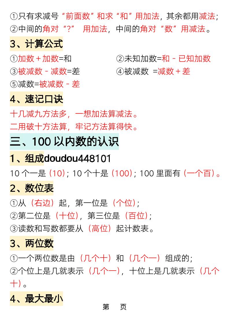 一年级下数学重点知识必背汇总好创网-专注优质VIP网课 网络创业落地实操课程资源分享 – 每天更新_高质量项目输出好创网