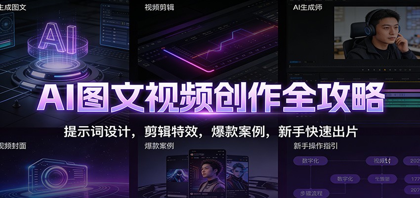 AI图文视频创作全攻略：提示词设计，剪辑特效，爆款案例，新手快速出片好创网-专注优质VIP网课 网络创业落地实操课程资源分享 – 每天更新_高质量项目输出好创网