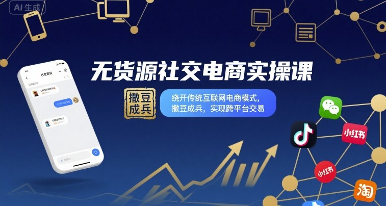 无货源社交电商实操课，绕开传统互联网电商模式，撒豆成兵，实现跨平台交易好创网-专注优质VIP网课 网络创业落地实操课程资源分享 – 每天更新_高质量项目输出好创网