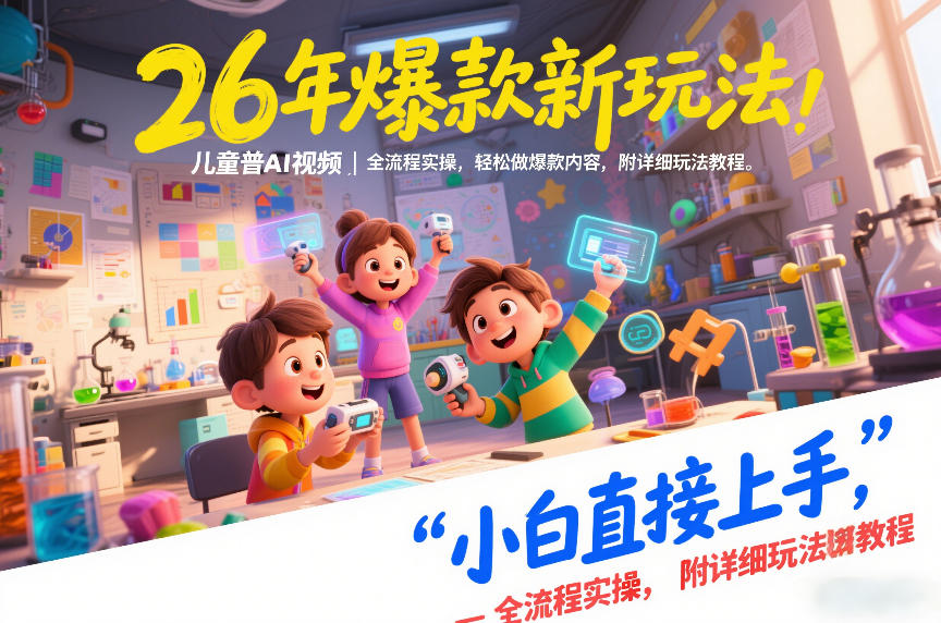 26年爆款新玩法，儿童科普AI视频，全流程实操，轻松做爆款内容，小白直接上手，附详细玩法教程好创网-专注优质VIP网课 网络创业落地实操课程资源分享 – 每天更新_高质量项目输出好创网