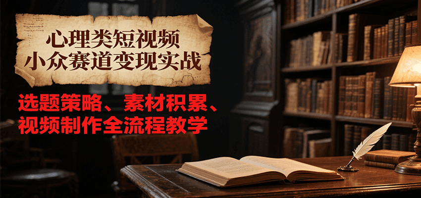 心理类短视频小众赛道变现实战,选题策略、素材积累、视频制作全流程教学好创网-专注优质VIP网课 网络创业落地实操课程资源分享 – 每天更新_高质量项目输出好创网