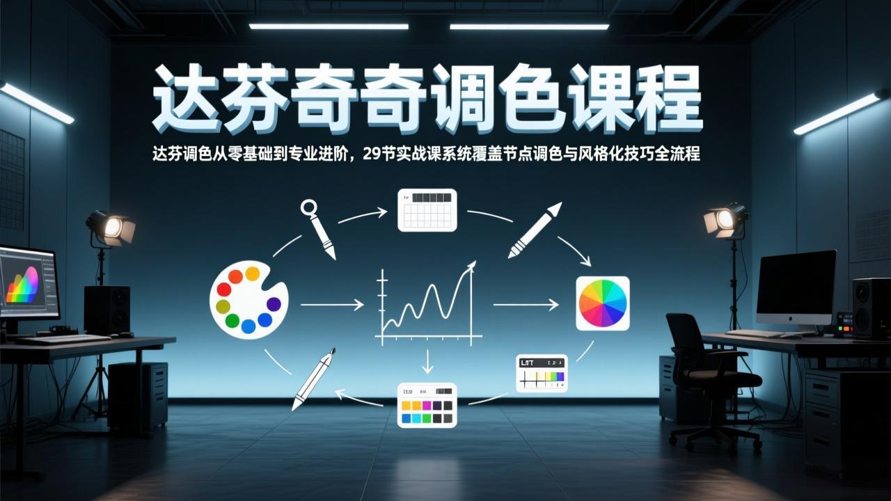 达芬奇调色从零基础到专业进阶，29节实战课系统覆盖节点调色与风格化技巧全流程好创网-专注优质VIP网课 网络创业落地实操课程资源分享 – 每天更新_高质量项目输出好创网