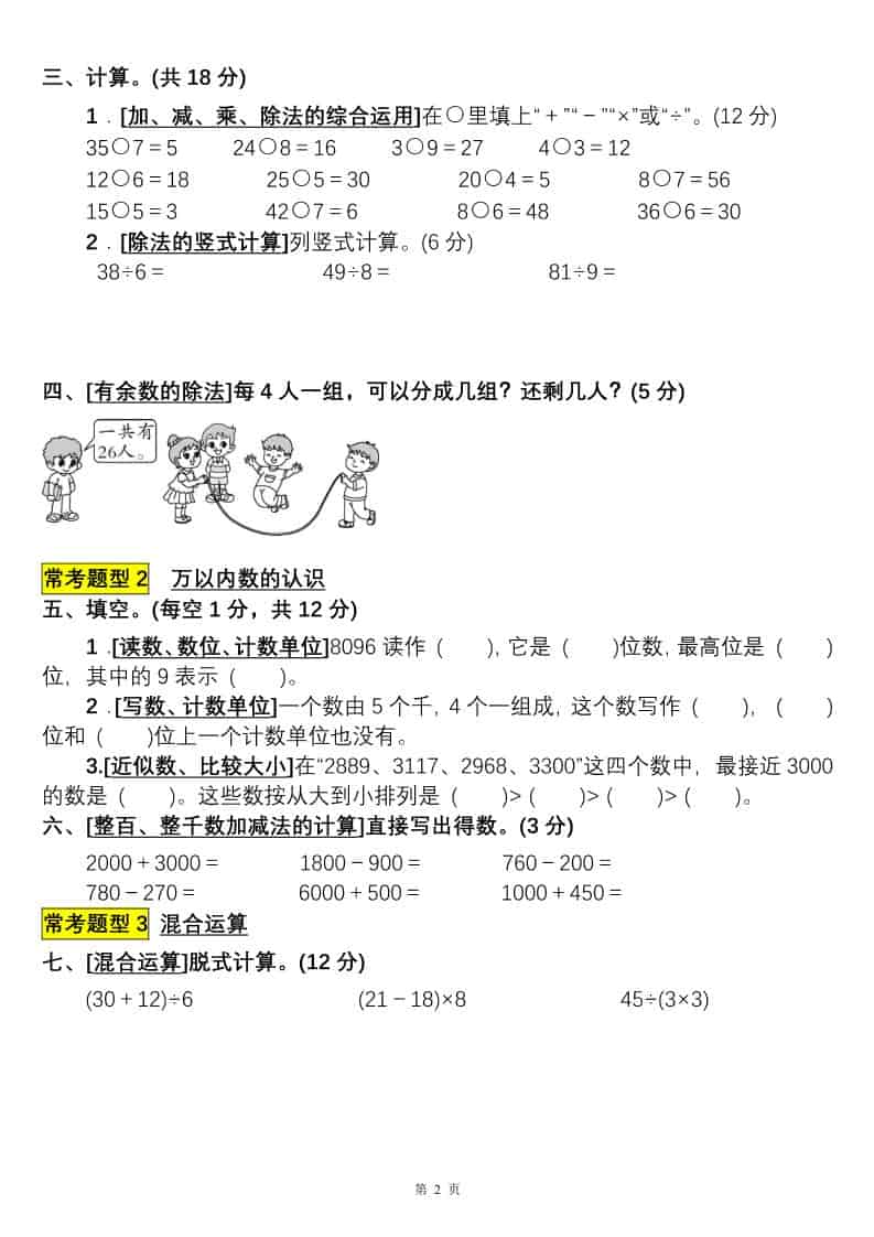 二年级下数学常考易错题综合测评卷好创网-专注优质VIP网课 网络创业落地实操课程资源分享 – 每天更新_高质量项目输出好创网