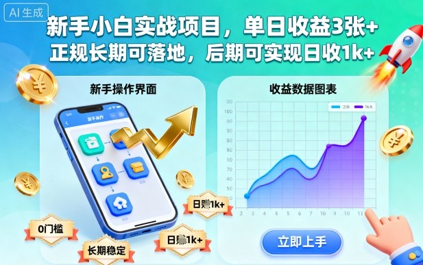 新手小白实战项目，单日收益3张+，正规长期可落地，后期可实现日收1k+【揭秘】好创网-专注优质VIP网课 网络创业落地实操课程资源分享 – 每天更新_高质量项目输出好创网