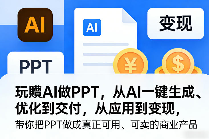 玩賺AI做PPT，从AI一键生成、优化到交付，从应用到变现，带你把PPT做成真正可用、可卖的商业产品好创网-专注优质VIP网课 网络创业落地实操课程资源分享 – 每天更新_高质量项目输出好创网