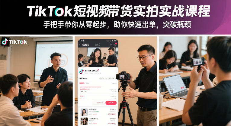 TikTok短视频带货实拍实战课程，手把手带你从零起步，助你快速出单，突破瓶颈好创网-专注优质VIP网课 网络创业落地实操课程资源分享 – 每天更新_高质量项目输出好创网