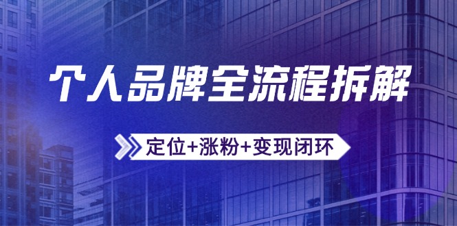 个人品牌全流程拆解:定位+涨粉+变现闭环,微信生态运营与资源整合好创网-专注优质VIP网课 网络创业落地实操课程资源分享 – 每天更新_高质量项目输出好创网