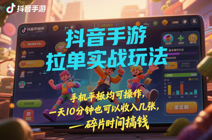 抖音手游拉单实战玩法，手机平板均可操作，一天10分钟也可以收入几张，碎片时间搞钱【揭秘】好创网-专注优质VIP网课 网络创业落地实操课程资源分享 – 每天更新_高质量项目输出好创网