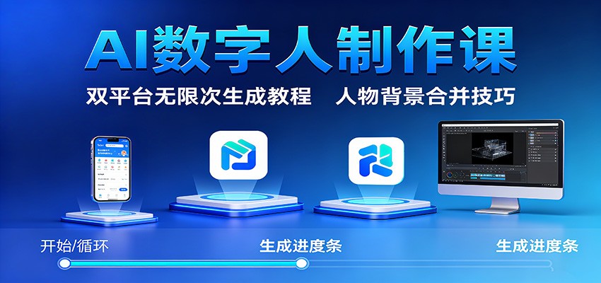 AI数字人制作课：双平台无限次生成教程，人物背景合并技巧好创网-专注优质VIP网课 网络创业落地实操课程资源分享 – 每天更新_高质量项目输出好创网