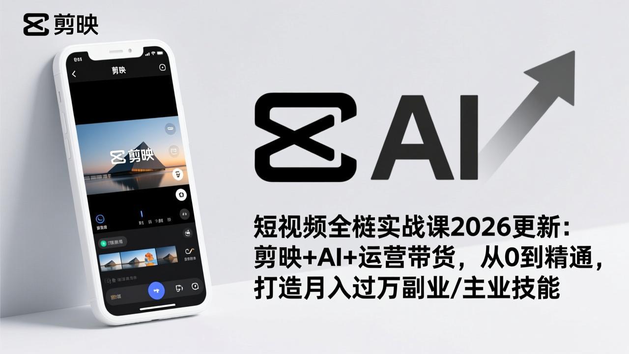 短视频全栈实战课2026更新：剪映+AI+运营带货，从0到精通，打造月入过万副业/主业技能好创网-专注优质VIP网课 网络创业落地实操课程资源分享 – 每天更新_高质量项目输出好创网