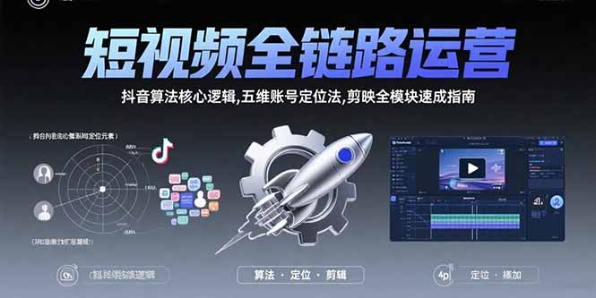 短视频全链路运营：抖音算法核心逻辑,五维账号定位法,剪映全模块速成指南好创网-专注优质VIP网课 网络创业落地实操课程资源分享 – 每天更新_高质量项目输出好创网