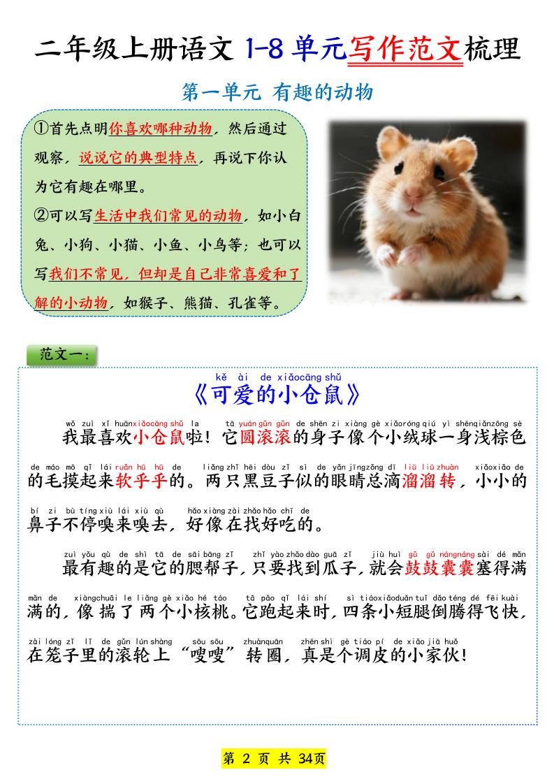 25新二上语文1-8单元看图写话必背范文33篇34页好创网-专注优质VIP网课 网络创业落地实操课程资源分享 – 每天更新_高质量项目输出好创网